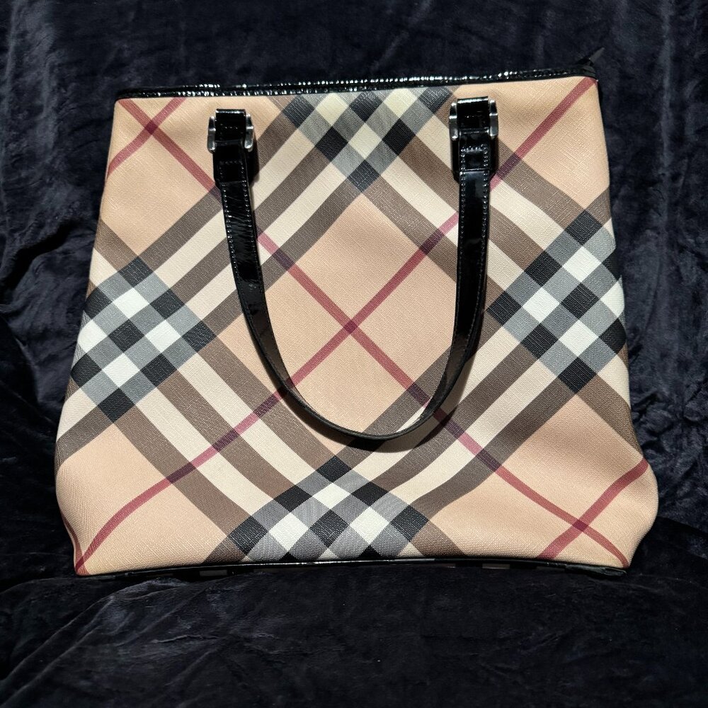 Vintage Burberry Nova Check Coated Canvas Tote